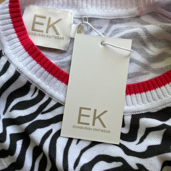 Edinburgh Knitwear Zebra Print Crewneck Cotton Sweater S NWT - Picture 8 of 11